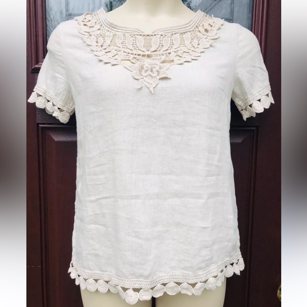 NWOT Elena Baldi Beige Linen Tunic Top Size S